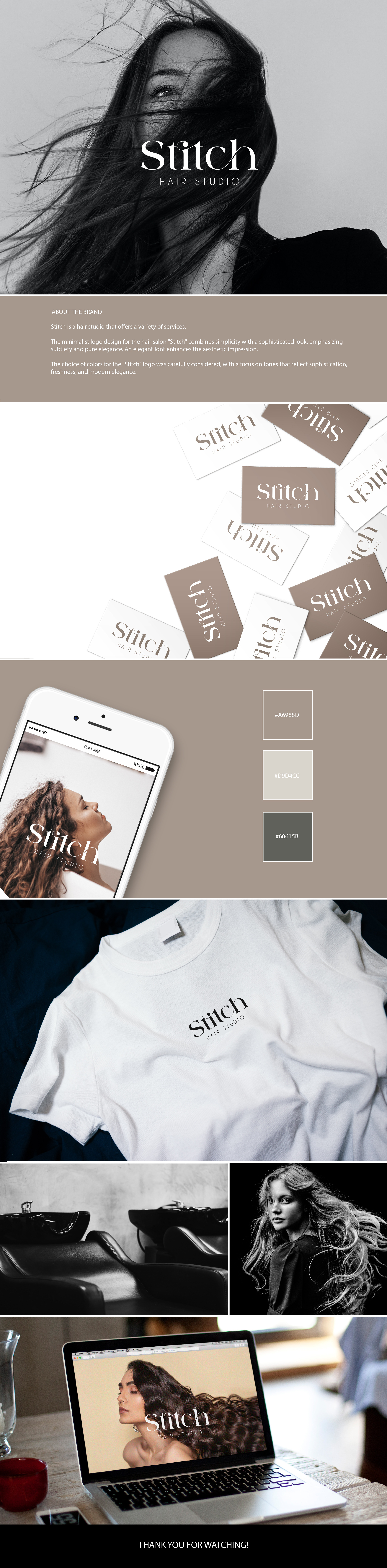 Stitch hair studio art branding design graphic design logo typography vector