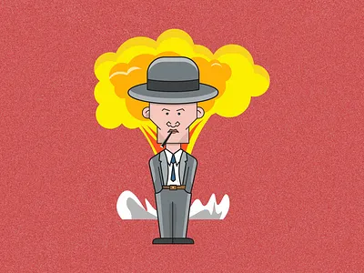 🕴🏼Oppenheimer Line Vector Illustration art atom bomb barbie cap cillian murphy cute design digital art digital illustration fire flat illustration highlights illustration line oppenheimer shadow suit tie vector yellow