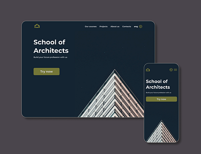 landing page for architect school design minimal ui ux web