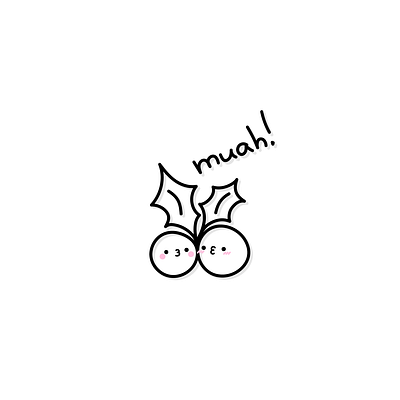 Mistletoe Kissing cartoon cartoon character cartoon illustration cute illustration cuteart holidays icon illustration kawaii line art mistletoe sticker tradition winter
