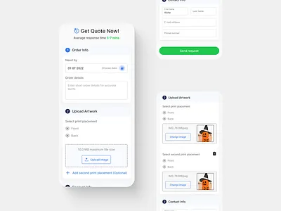 Quote Form / Mobile UI branding choose date date picker details form graphic design illustration mobile ui order pop up send request ui ui design upload image