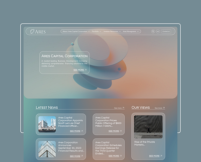 Ares Capital Corporation Redesign// Light theme abstract b2b business company corporation design digital finance graphic design home page interface landing page minimalist product design redesign ui webdesign website