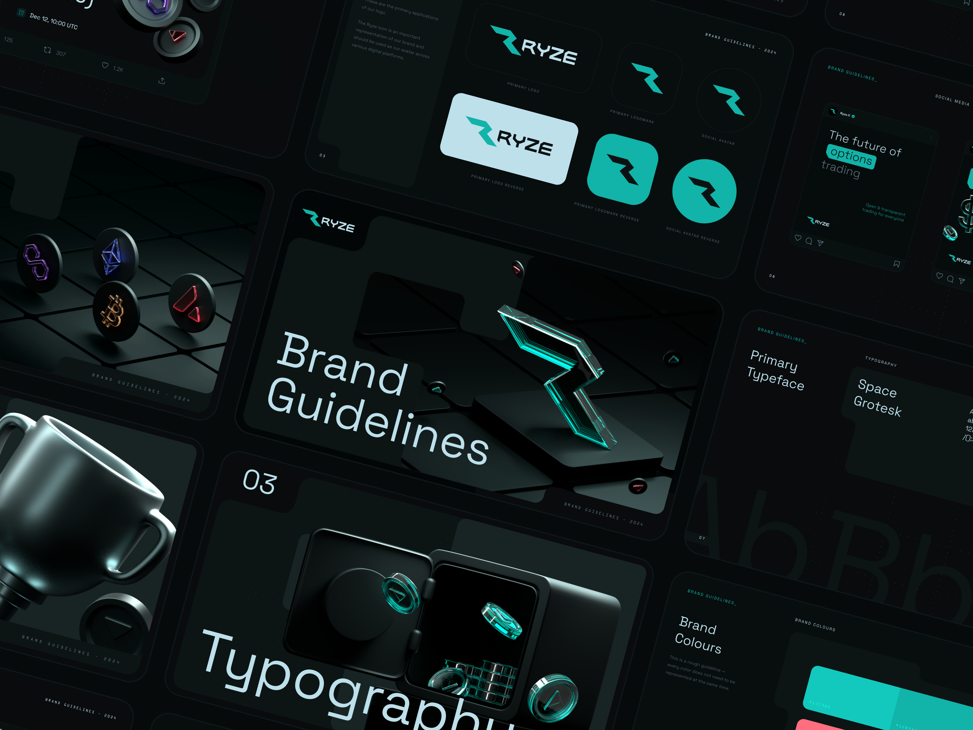 Crypto Options DEX — Ryze.fi 3d app bitcoin blockchain brand identity branding coinbase crypto cryptocurrency design dex ethereum exchange illustration logo product design solana ui ux web3