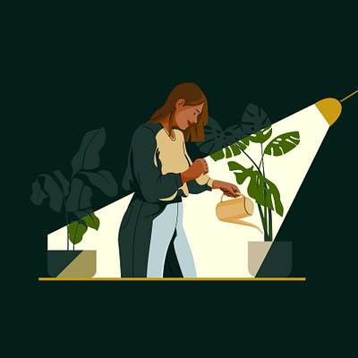 Gardening character character design graphic illustration pastel people plants vector woman