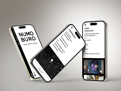 Numo interior studio responsive UI brutalism mobile layout responsive web web design
