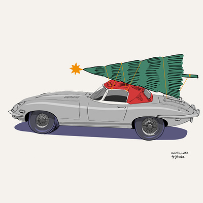 Jaguar E type vector art Christmas art asset car christmas design draw graphic design ill illustration vector