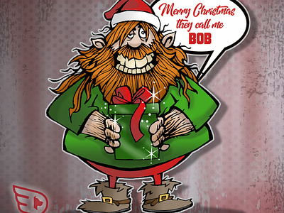 #Tw-elvesdaysofChristmas 2 Hairy elf Bob cartoon cartoon illustration chipdavid christmas dogwings drawing elf hairy