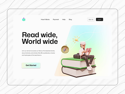 Library Service Landing Page interaction design landing page library app motion graphics ui uiux