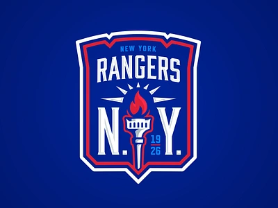 NY Rangers Logo Concept athletic design league badge blue shirts branding crest design emblem graphic hockey logo logo design new york nhl ny rangers nyr rangers shield sports branding super design bowl vector