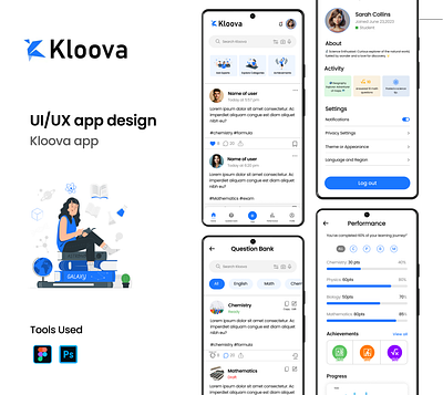 Learning app ui design app design figma graphic design illustration learning mobile app online learning social media student study study disscussion study plan task management ui ui design