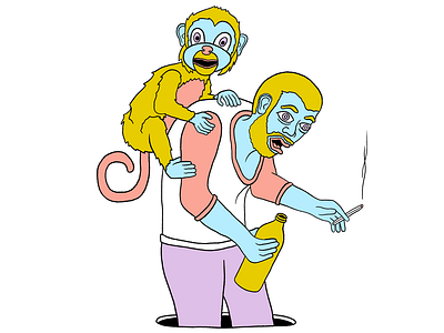 Monkey on my back adobe fresco bad habits conceptual illustration digital illustration drawing fun illustration illustration monkey monkey illustration monkey on my back odd odd illustration quirky quirky illustration silly silly illustration weird weird illustration