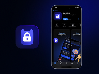 SpyShield App Store Screenshots and Icon app appstore design icon ui