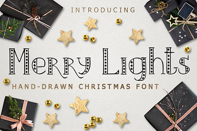 MERRY LIGHTS - Christmas font christmas fonts christmas type handdrawn font mary christmas design 2023 merry lights outline fonts winter font