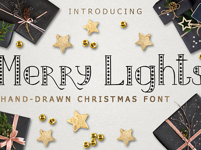 MERRY LIGHTS - Christmas font christmas fonts christmas type handdrawn font mary christmas design 2023 merry lights outline fonts winter font