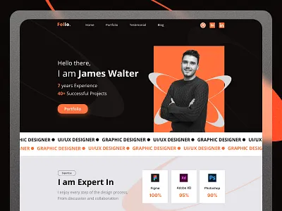 Portfolio Website Landing Page Design 3d animation best color case study eye catching landing page portfolio website saas website ui ui design ux desing website design