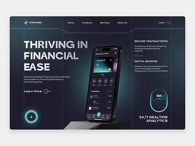 Banking Website - Hero Section bank bank landing page banking banking app banking website dark mode design e wallet finance finance landing page finance website financial financial website hero landing page mobile banking mobile banking website payment website website website design