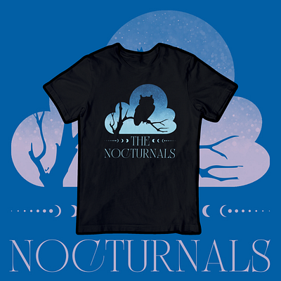 THE NOCTURNALS T-shirt Mock-up design graphic design illustration typography vector