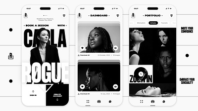 Photography Portfolio app app design black and white branding concept dark design minimalistic photography ui ui design ux ux design web design