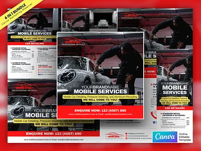 Auto Detailing Mobile Service Marketing Material Bundle Vol.03 canva template