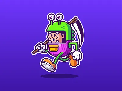 Little Killer cartoon cartoon mascot character design cute grimmreaper logo mascot retro cartoon