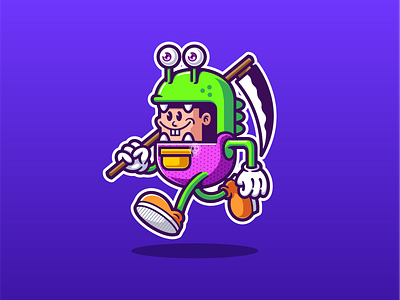 Little Killer cartoon cartoon mascot character design cute grimmreaper logo mascot retro cartoon