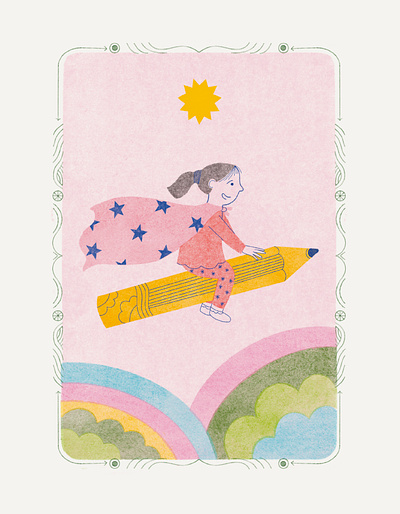 Girl and a pencil cape girl illustration illustrator pencil