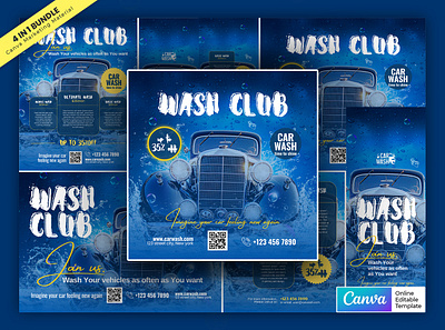 Car Wash Marketing Material Bundle Vol.01 Canva Template canva template