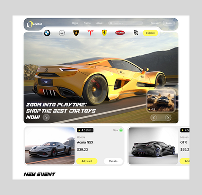 Car Toy`s web site branding graphic design ui