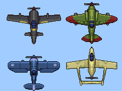 WW2 Airplane Set airplane animation design game illustration pixel art pixelart retro retro design ww2 ww2 airplane