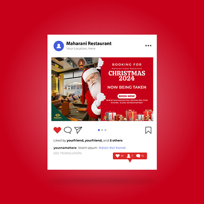 Christmas Poster Design - for Booking Now Being Taken card christmas discount facebook festival green hoiliday instagram invitaion offer red restaurant santa social xmas