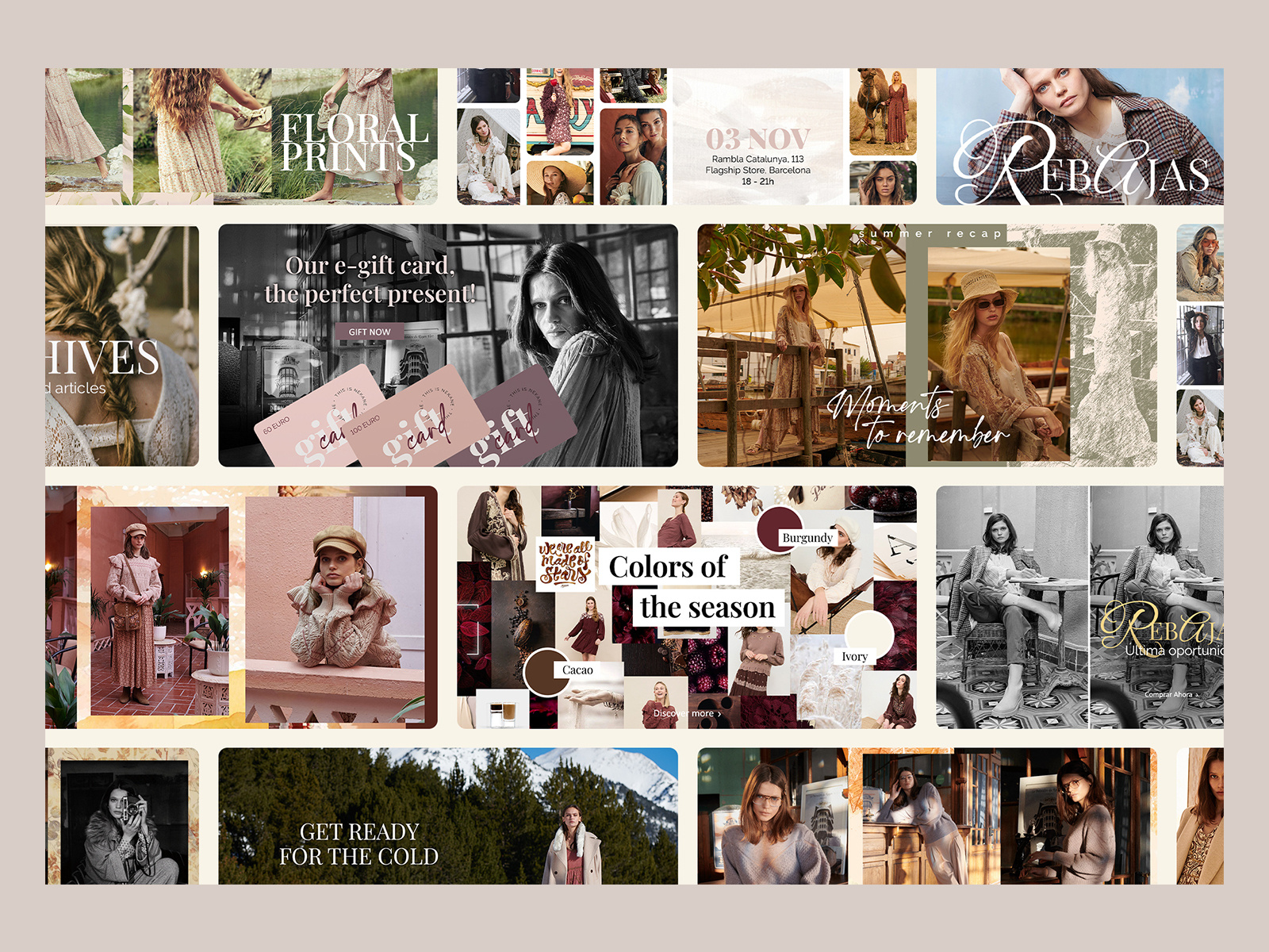 Fashion ecommerce website banners banner design bohemian boho chic boho fashion boho style branding clothing brand creative direction ecommerce ecommerce design fashion fashion brand feminine graphic design homepage marketing design web banner design web design website website banner