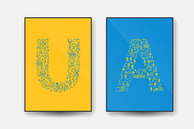 UA a art branding city country design illustration letter line minimal print shape silhouette simple u ua ukraine vector