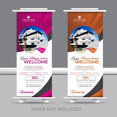 Roll Up Banner Design bg vect book cover business banner byzed ahmed cover design design designer poll up banner poster real estate roll up banner template