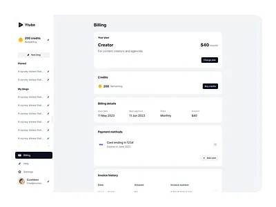 Billing - Made by Design Beats billing creditcard dashboard payment ui ux webapp