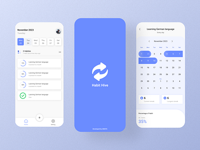 Habit Hive for building habits in you app design application branding design habit ui ui design user experience user interface ux ux design