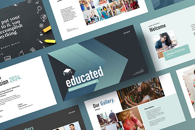 Educated PowerPoint Template book educa education shcool slidedeck student