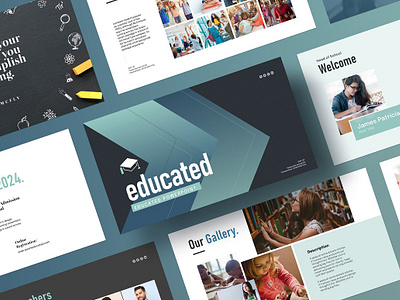 Educated PowerPoint Template book educa education shcool slidedeck student