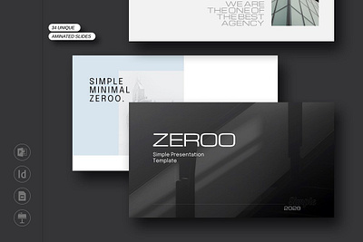 ZEROO Minimal PowerPoint Template brand deck design marketing minimal plan portfolio presention zero