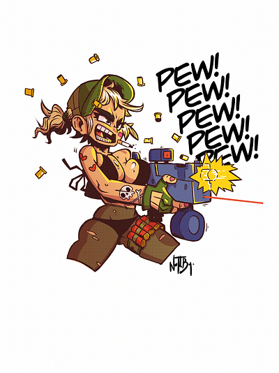 Pew! 2d character design illustration