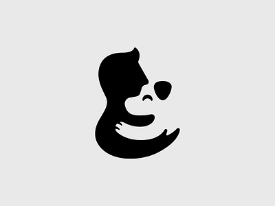 Man and dog brand branding design dog doggy elegant graphic design hugs illustration logo logotype love man mark minimalism minimalistic modern negative space pet sign