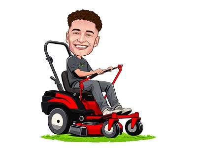 Happy man mowing grass using zero turn red mower. RVC lawn care adobe illustrator anime manga avatar cartoon logo avatar portrait logo cartoon avatar logo cartoon caricature cartoon character cartoon illustration cartoon portrait cartoon portrait logo character design digital art digital illustration illustration art portrait illustration vector art vector illustration vector portrait vector portrait logo vexel art