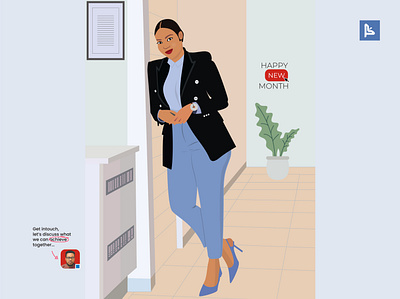 Flat Illustration (ai) a lady standing ai design beautiful lady standing concept on flat designs design on happy new flat design flat design lady flat illustration lady hnm design ithinkmydesign new month concept smiling lady