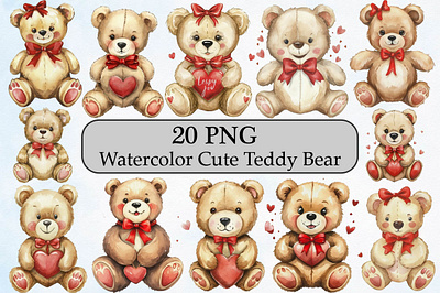 Watercolor Cute Teddy Bear baby bear