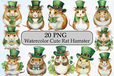 Watercolor Cute Rat Hamster illustration technique rat