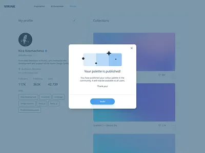 Daily UI 016 — Pop-Up / Overlay blue clean clean design color palette concept daily ui daily ui challenge dailyui figma message minimalist palette product design publication share ui ui design ux ux design virink