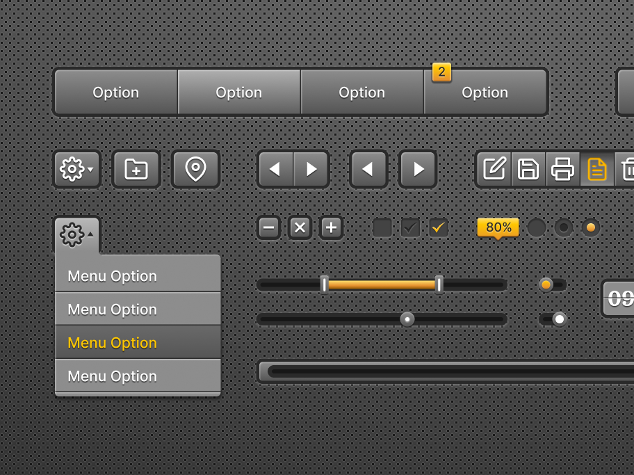 UI elements-Dark Material by 5even on Dribbble