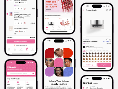 Beauty Shopping Mobile App beauty cosmetic cosmetics daily ui dailyui design makeup mobile product products shop shopping skincare ui user interface visual design