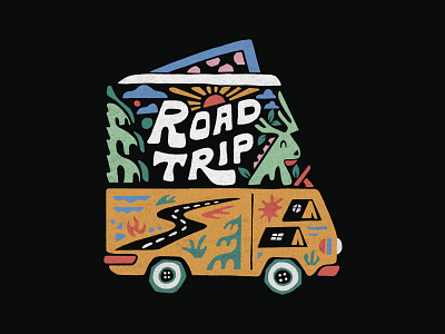 Road Trip design illustration lettering merch design skitchism t shirt typography vintage