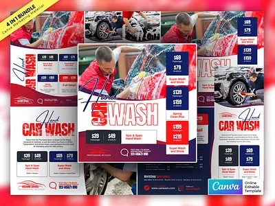 Car Wash Service Offer Coupon Material Bundle Vol.11 canva template