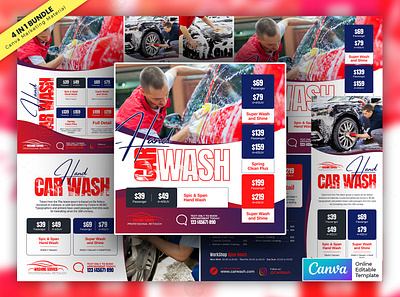 Car Wash Service Offer Coupon Material Bundle Vol.11 canva template